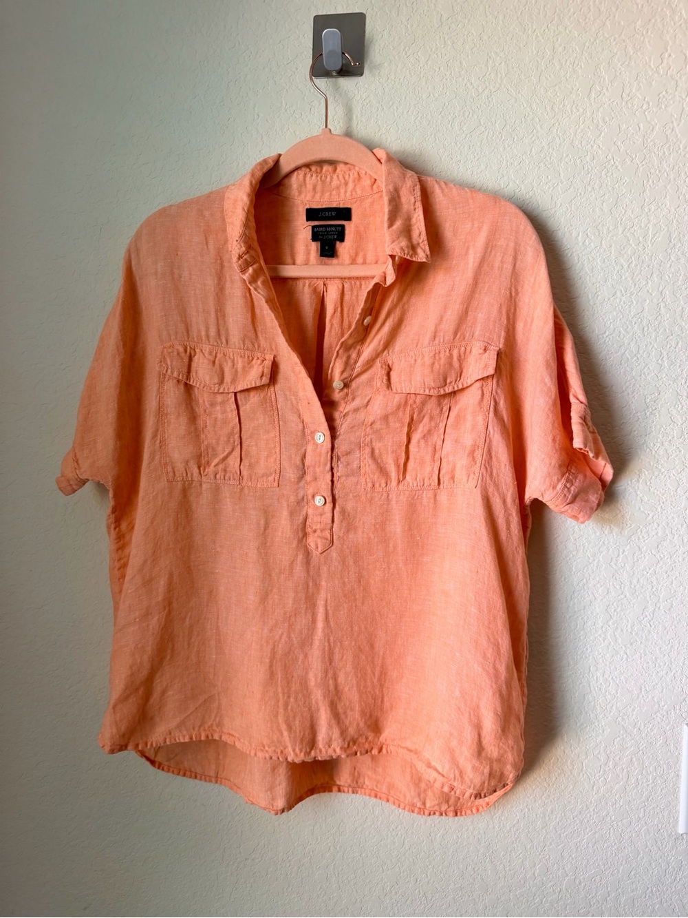 J. Crew Peach Linen Pullover Shirt